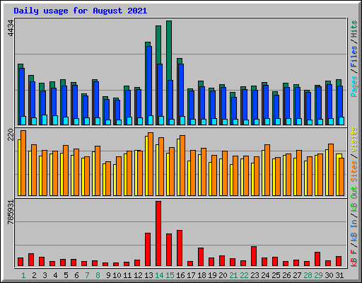 Daily usage for August 2021