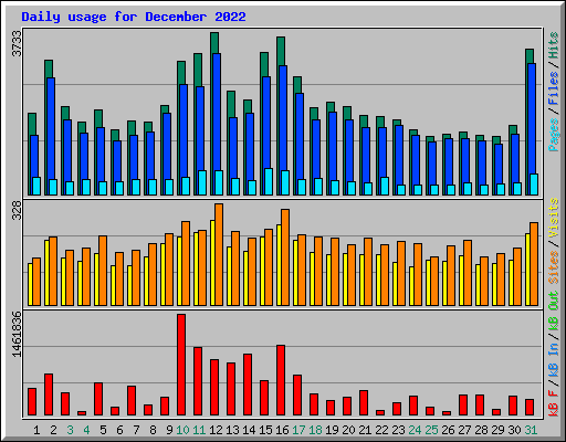 Daily usage for December 2022